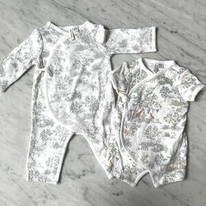 Janie and Jack Baby Safari Toile Wrap One-piece onesie lot 0- 3M